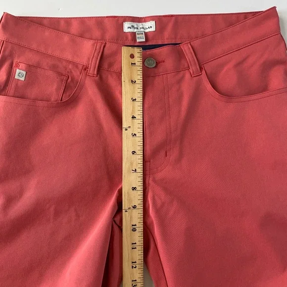 Peter Millar MenPerformance Pants 32x34 CRED‎ Coral Red Slim Fit NWT Golf